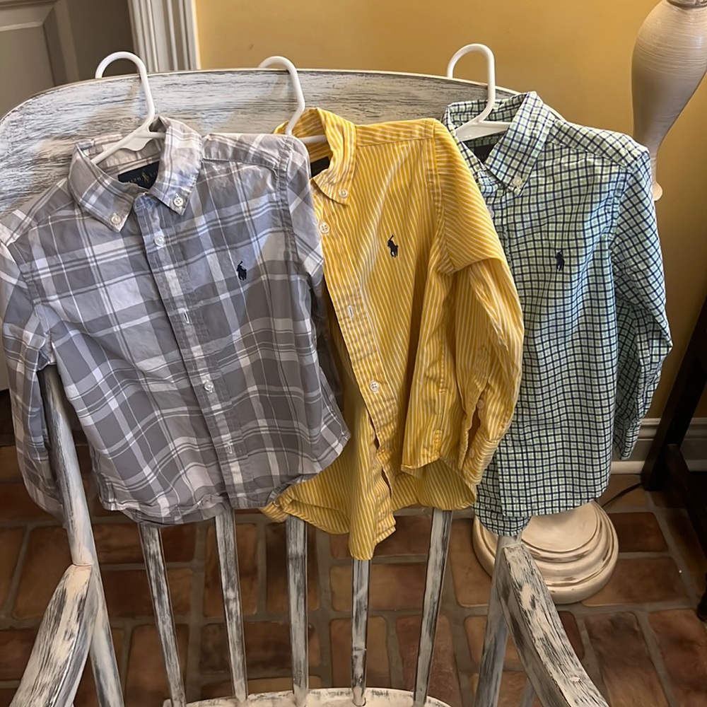 EUC Ralph Lauren toddler boy button down shirts. no stains or tears. Needs iron.